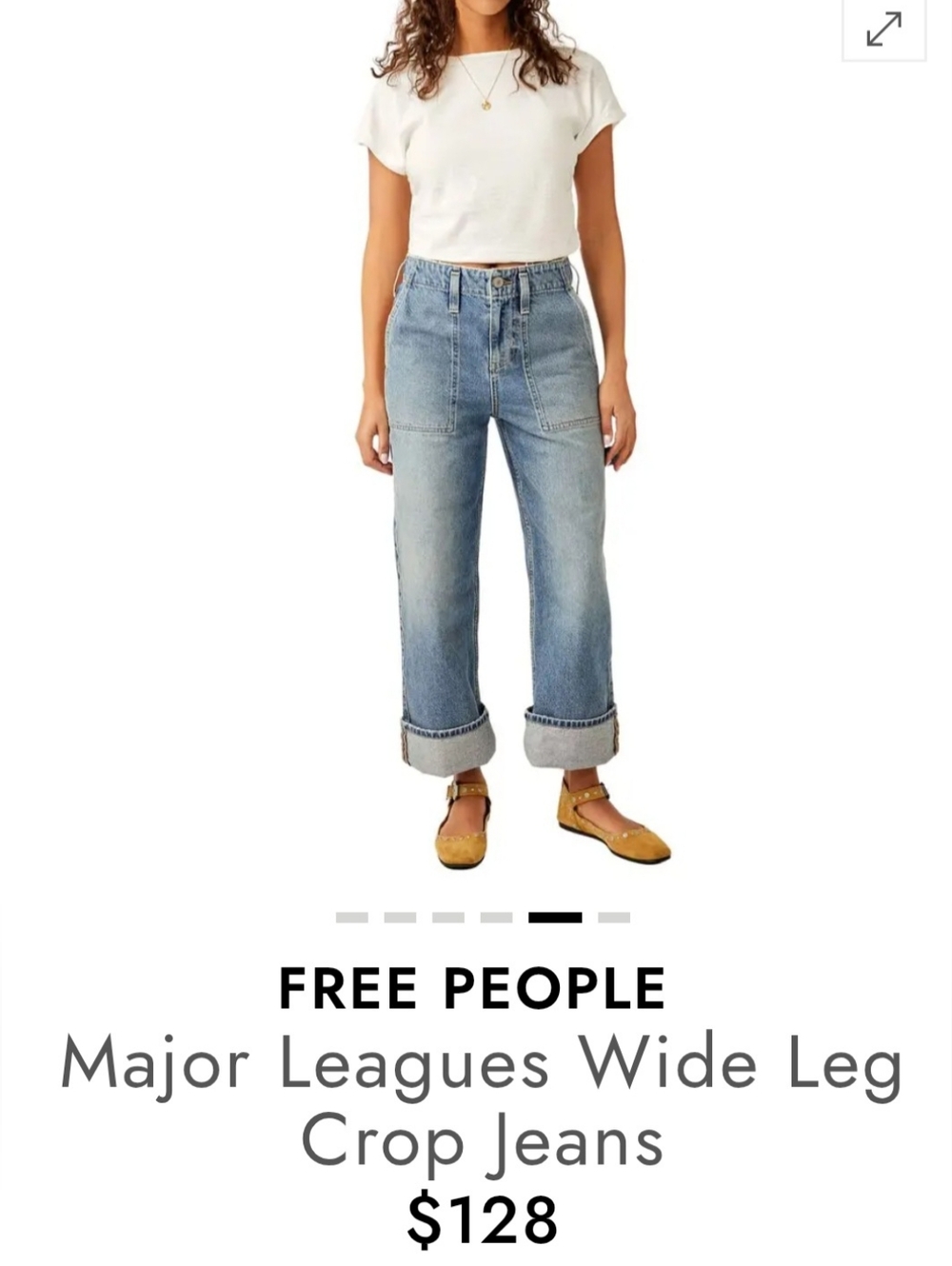 FREE PEOPLE Major leagues mid rise cuffed crop 28 NWT